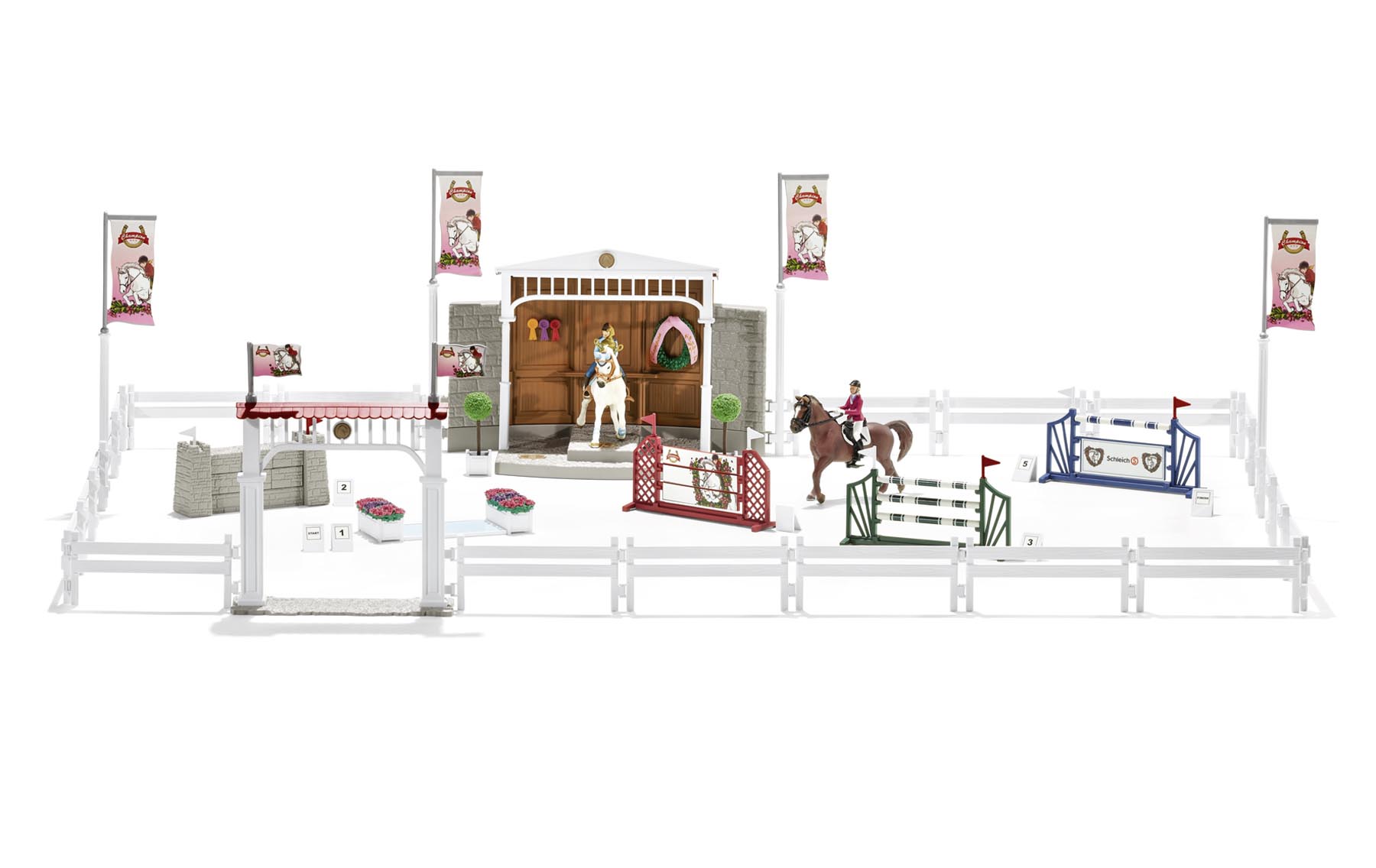 Großes Reitturnier mit Pferden Modell von Schleich 