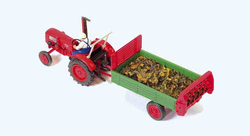 Fahr Ackerschlepper mit Einachs-Dungstreuer (Fertigmodell) Modell von Preiser 1:87