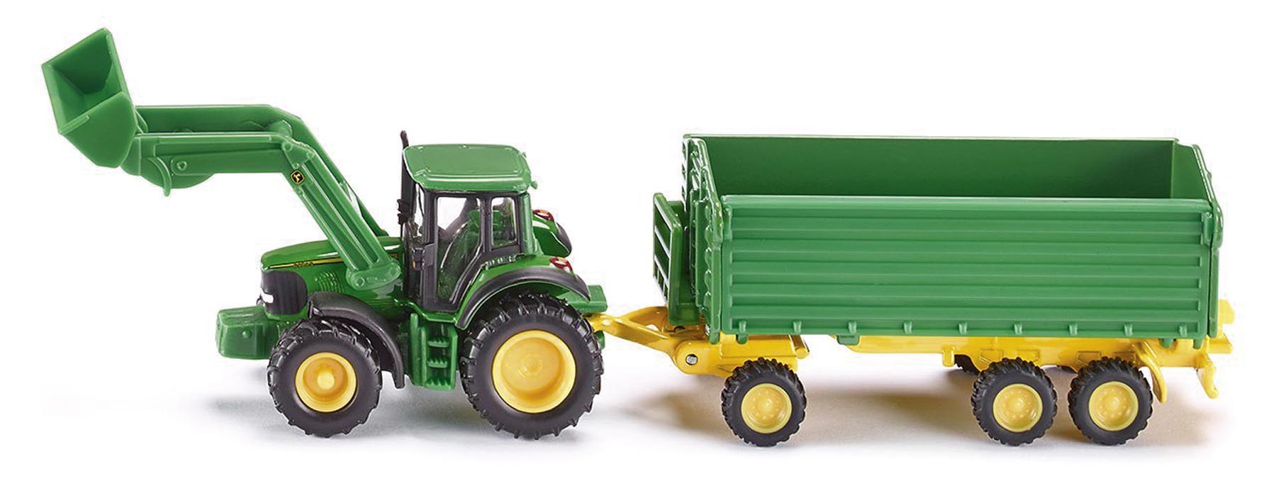 John Deere mit Frontlader und Anhänger Modell von Siku 1:87