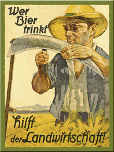 Magnet-Blechschild „Wer Bier trinkt hilft der Landwirtschaft“