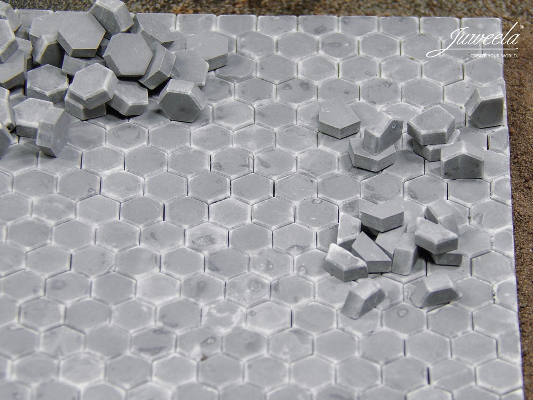 Pflastersteine Hexa dunkelgrau (Ergänzung) Modell von Juweela 1:32