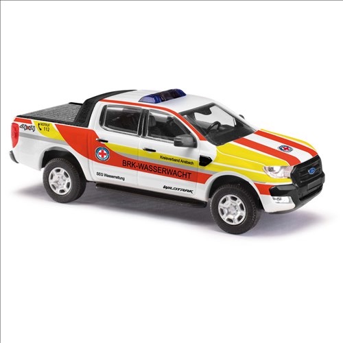 Ford Ranger mit Abdeckung, BRK Wasserrettung Modell von Busch 1:87