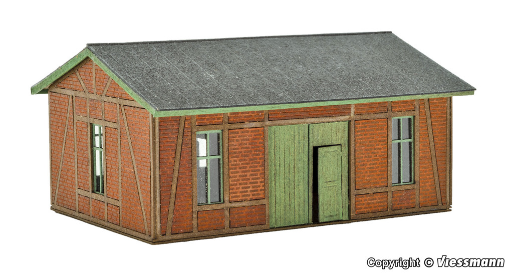 Werkstatt mit Ziegel-Fachwerkfassade Bausatz-1