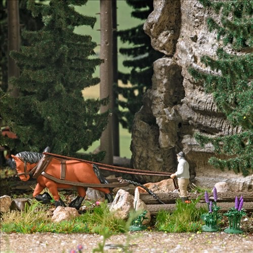 Historisches Holzrücken  Modell von Busch 1:87