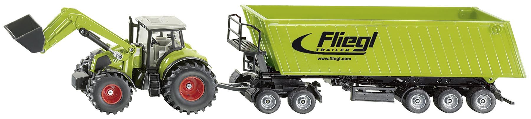 Claas Traktor mit Frontlader, Dolly und Fliegl Muldenkipper Modell von Siku 1:50