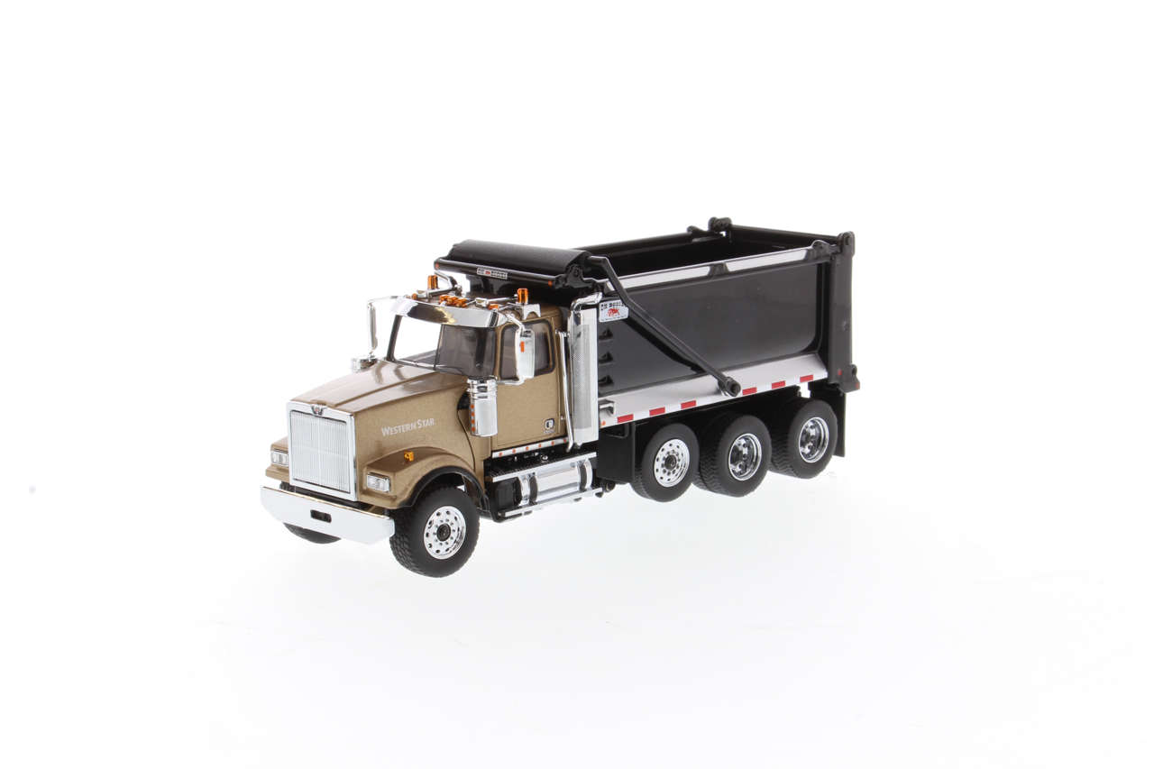Western Star 4900 SF mit Ox Stampede Muldenkipper mit goldfarbiger Kabine Mulde schwarz-1