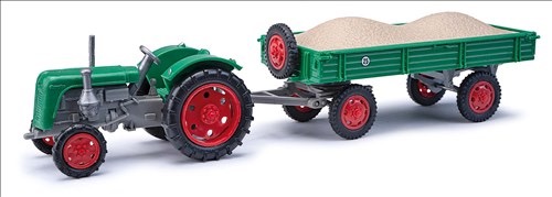 Traktor Famulus mit Anhänger und Kiesladung Bj. 1956 Modell von Busch 1:87