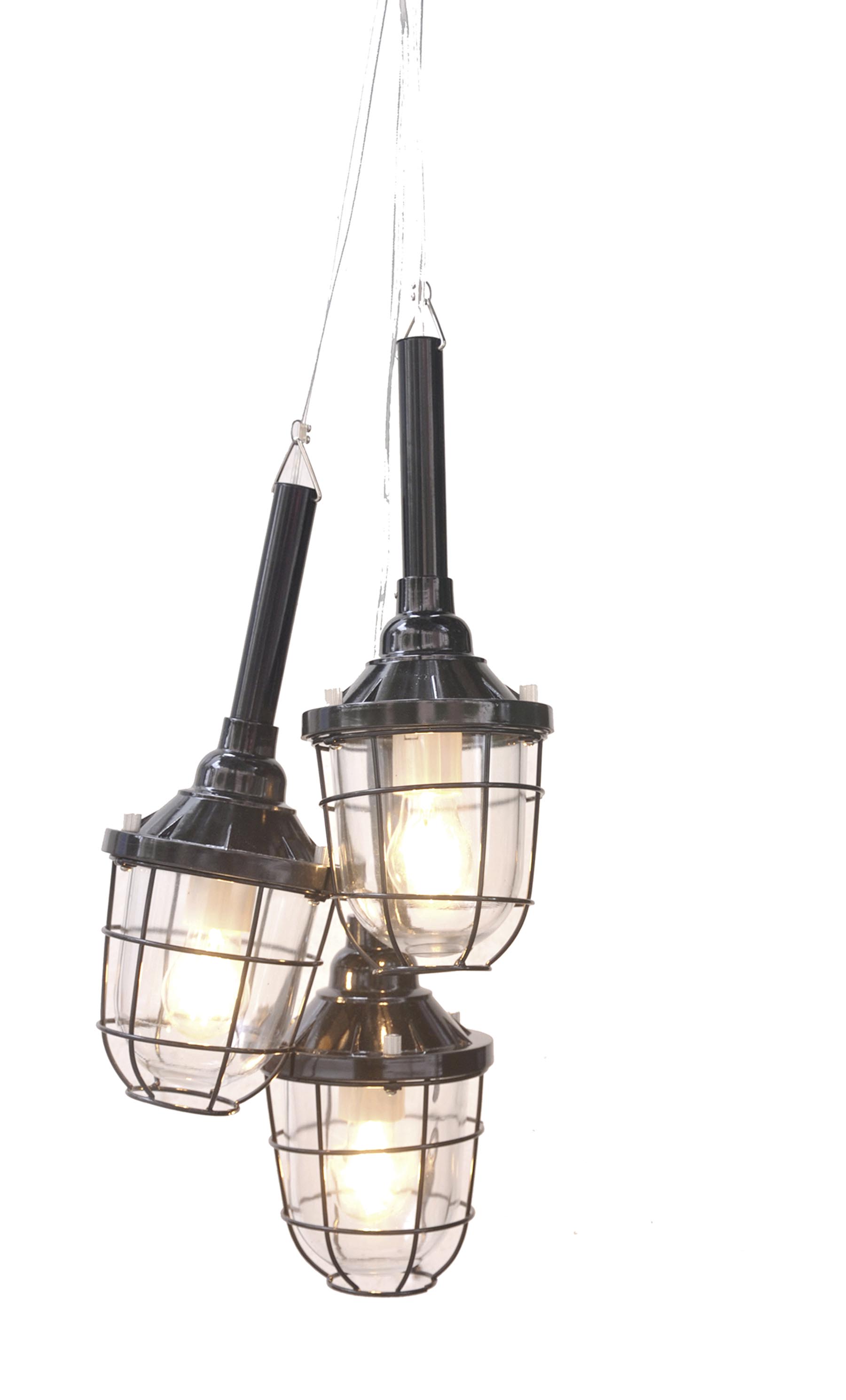 Design-Hängelampen-Trio mit Glasschutz schwarz