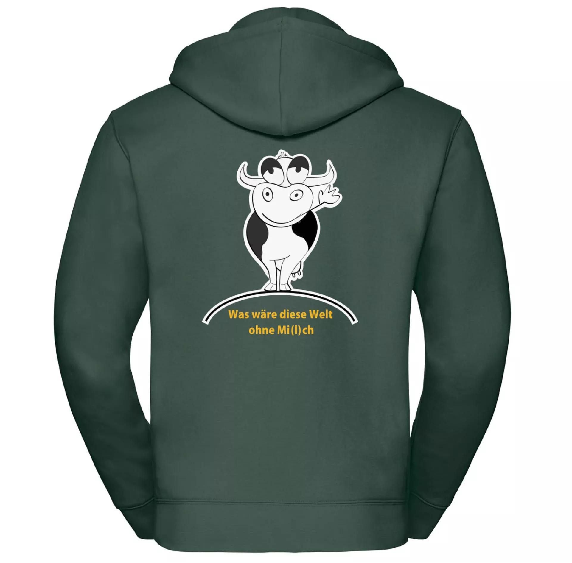 Kapuzenjacke „Was wäre diese Welt ohne Mi(l)ch“ (grün)