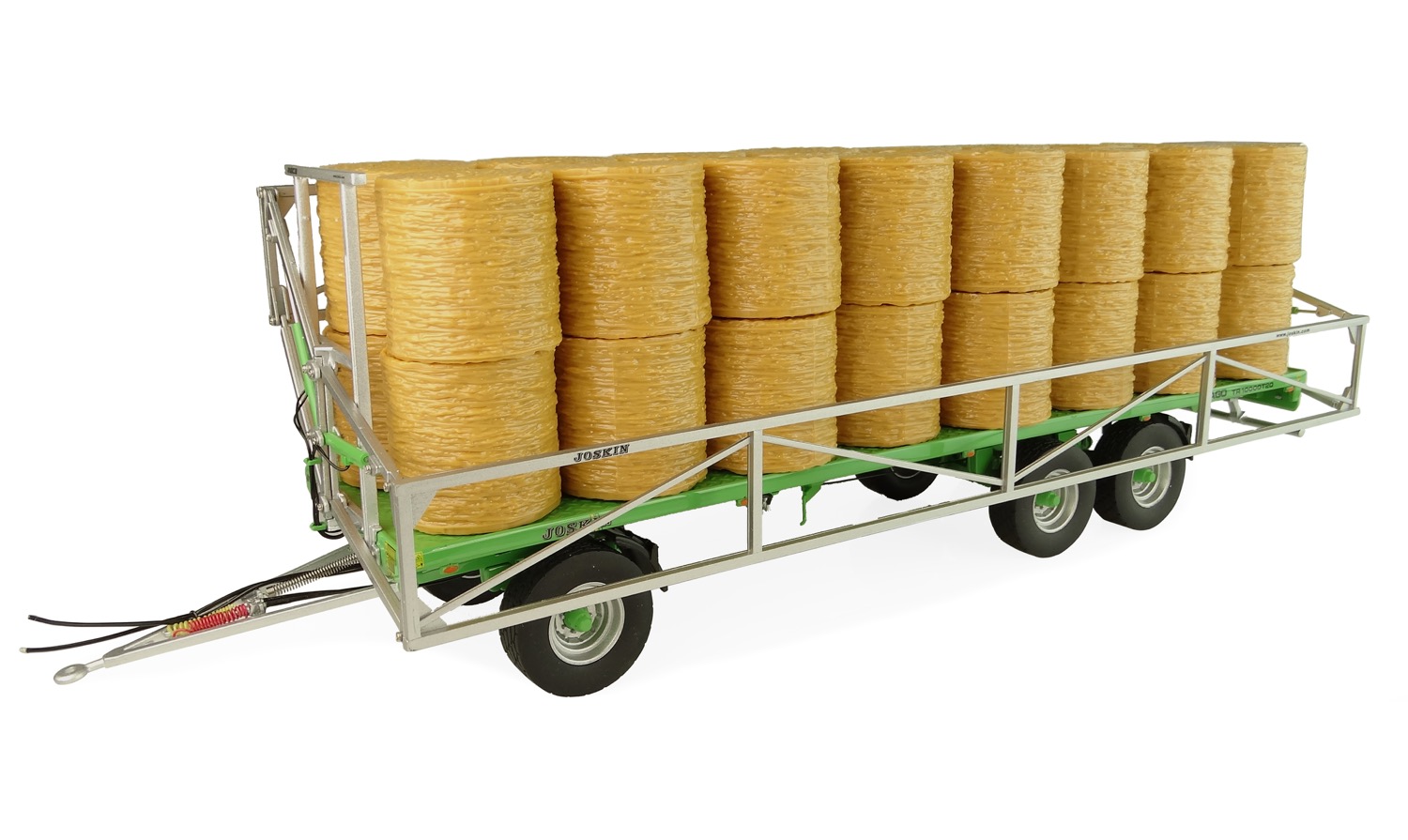 Joskin Wago TR 10000 T20 Plattformanhänger für Ballentransport mit 32 Rundballen Modell von Universal Hobbies 1:32