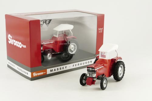 Massey Ferguson 135 mit weiß-rotem Sirocco Verdeck Modell von Universal Hobbies 1:32