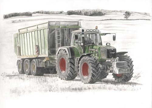 Kunstdruck Fendt 930 Vario mit Demmler Tridem Silierprofi