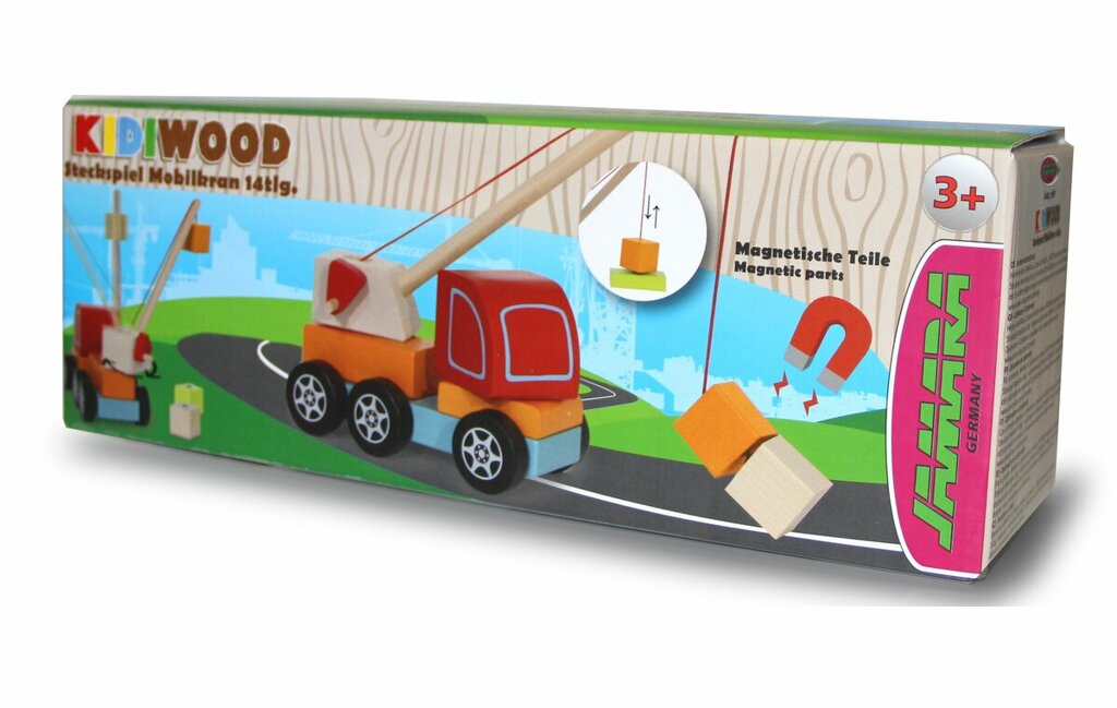 Holzspielzeug Kidiwood Steckspiel Mobilkran 14tlg.