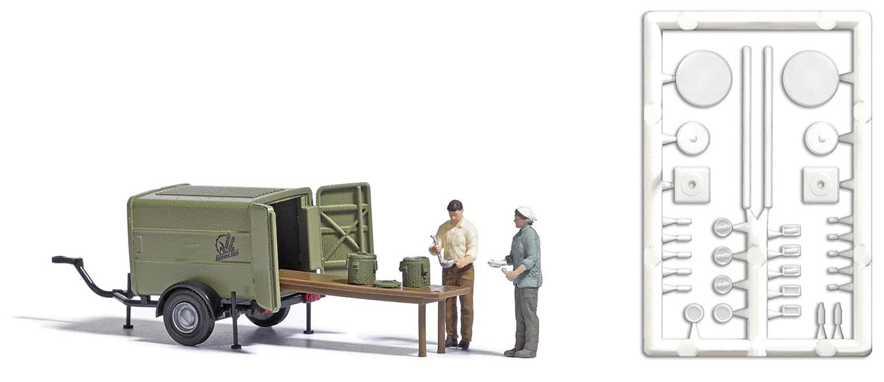 Erntevesper: Versorgungsanhänger, Figuren usw. Modell von Busch 1:87