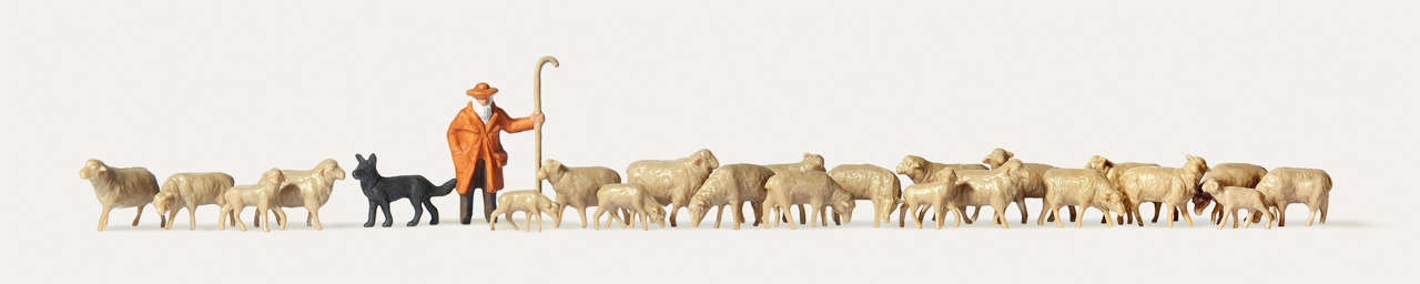 Schäfer mit Schafherde und Hund-1