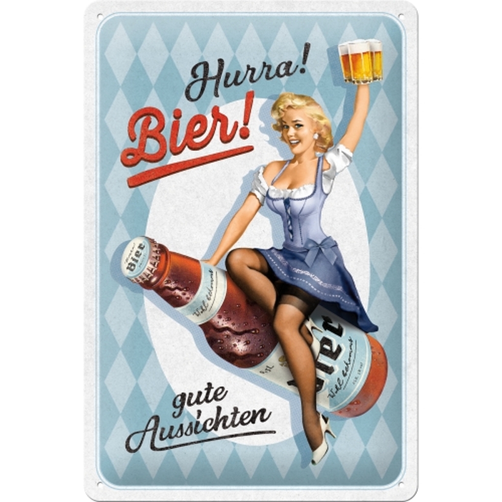 Blechschild Hurra Bier-1