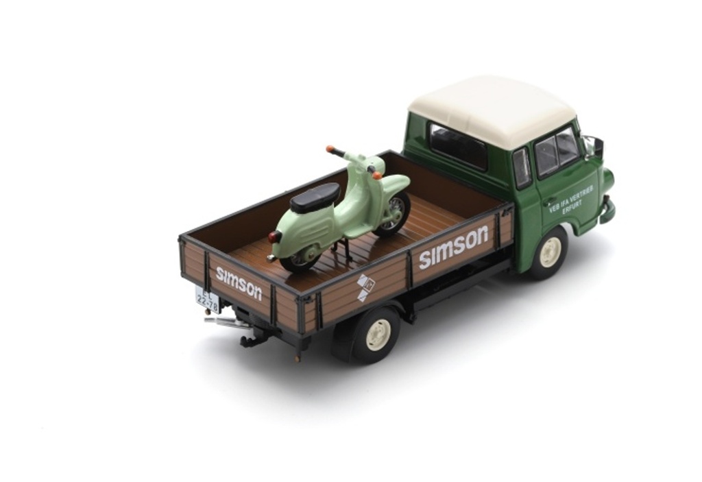 Barkas B1000 mit Simson Schwalbe „Simson Service“ Modell von Schuco 1:43