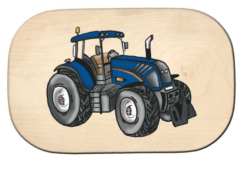 Frühstücksbrett Traktor modern blau-1