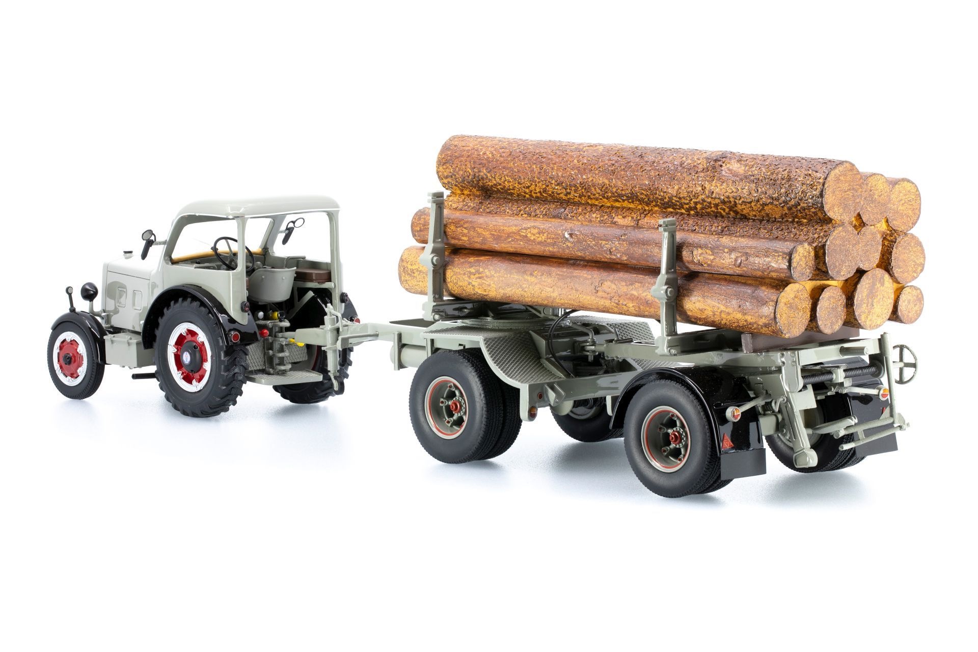 Hürlimann Industrietraktor D500 mit Langholzanhänger Modell von Ace 1:32