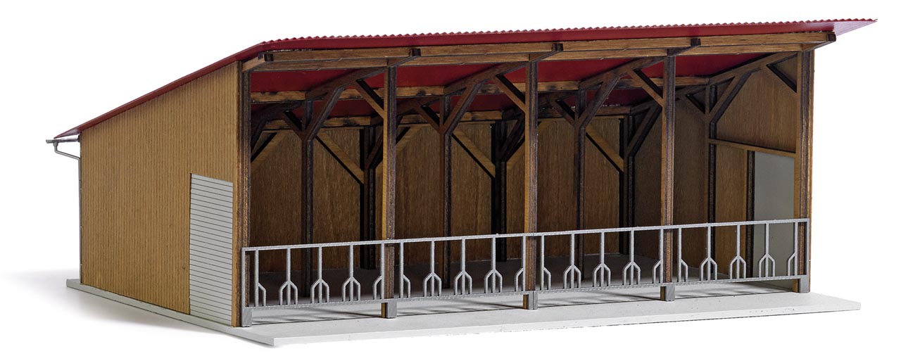 Moderner Offenstall (Bausatz) Modell von Busch 1:87