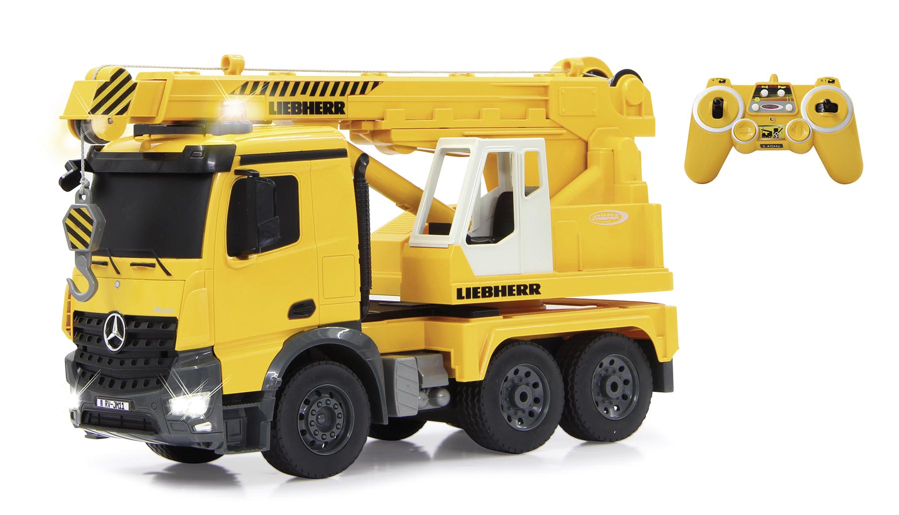 Mercedes-Benz Arocs mit Liebherr Schwerlastkran RC Modell von Jamara 1:20