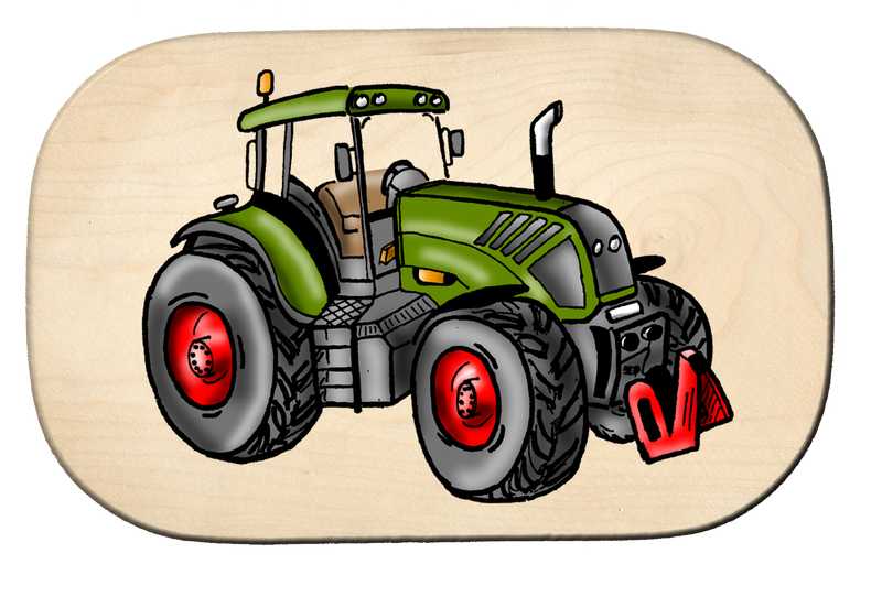 Frühstücksbrett Traktor modern grünrot-1