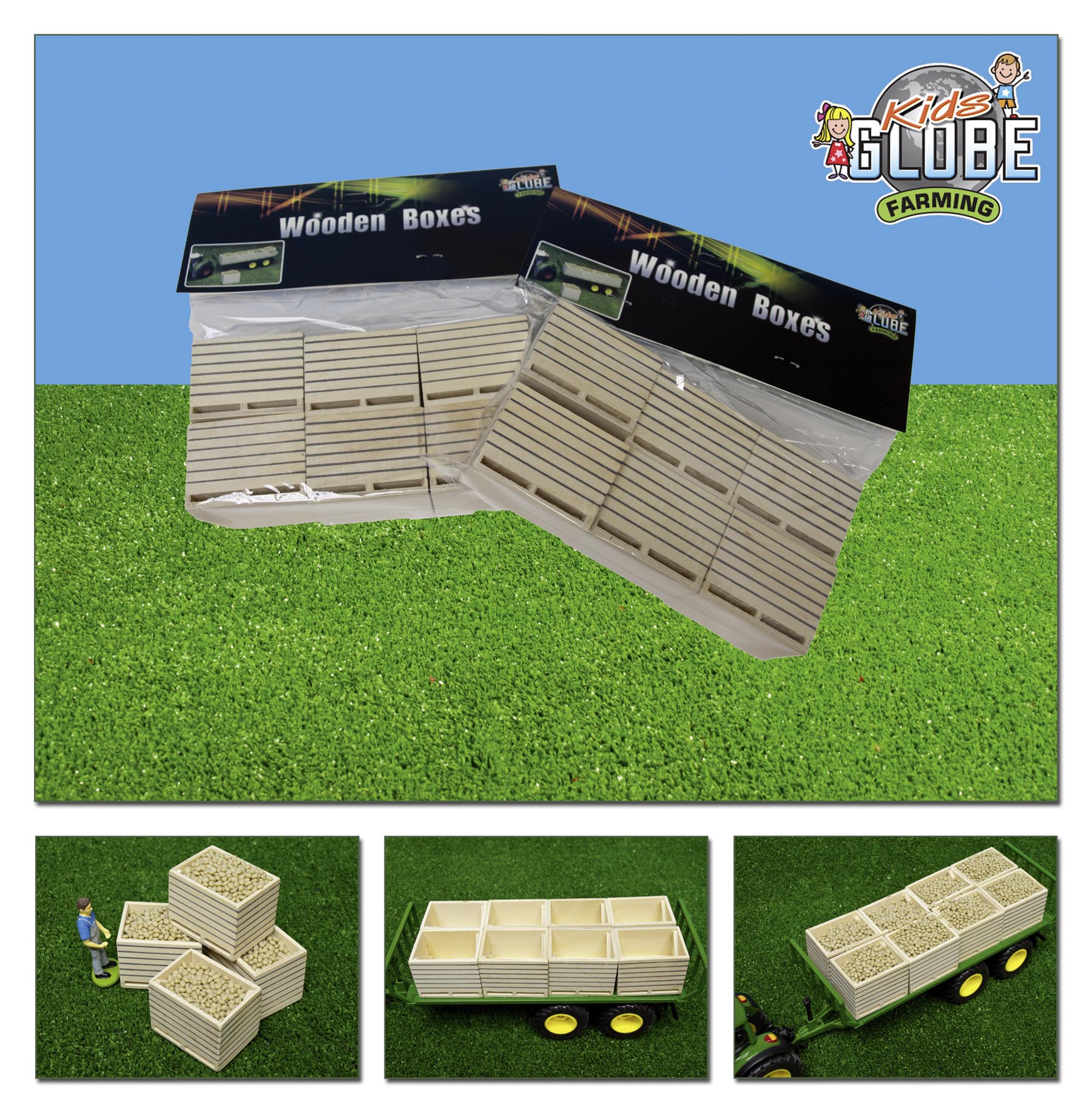 Holzkisten für Feldfrüchte (6 Stk.) Modell von Kids Globe 1:32