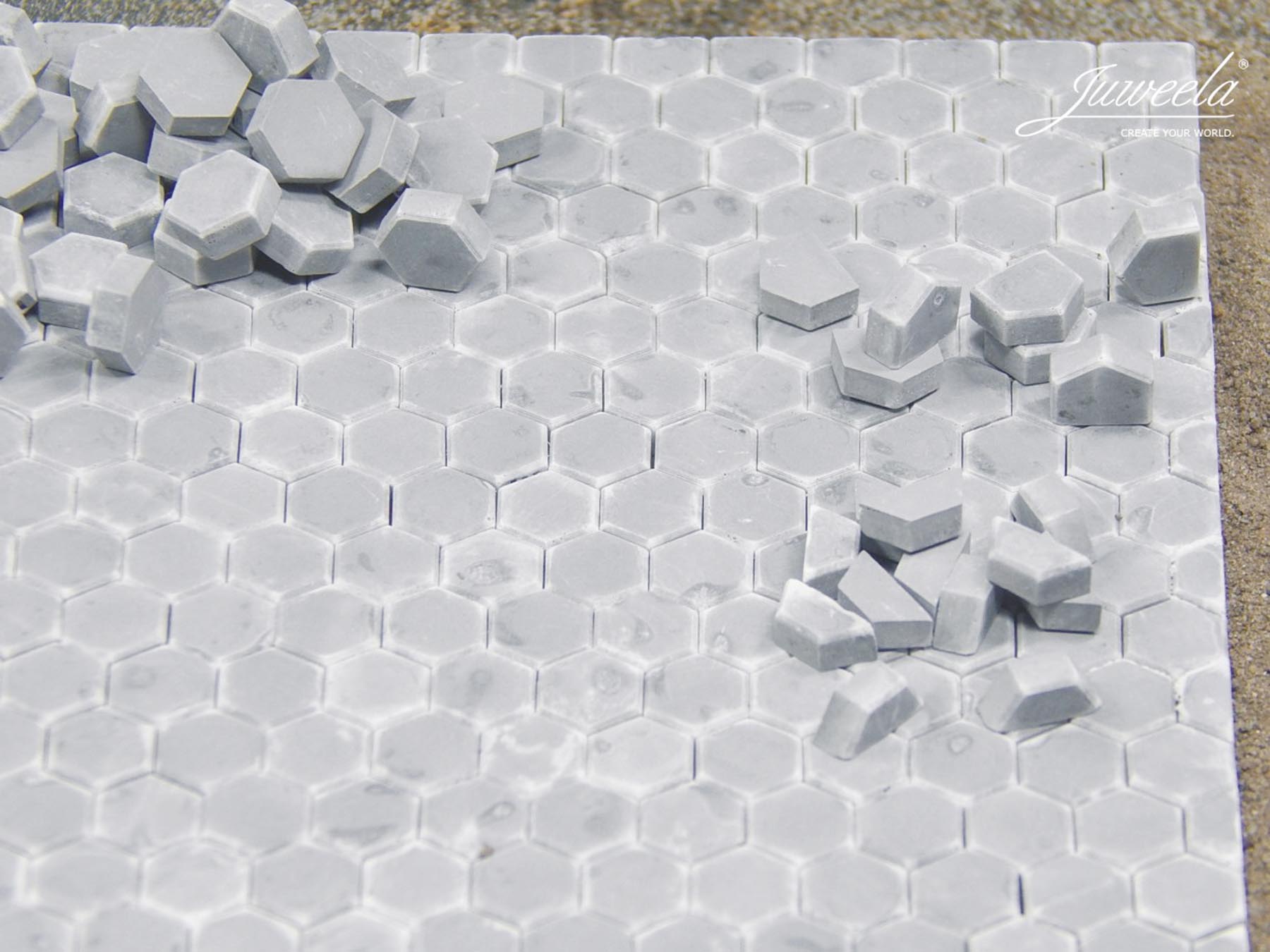 Pflastersteine Hexa hellgrau (Ergänzung) Modell von Juweela 1:32