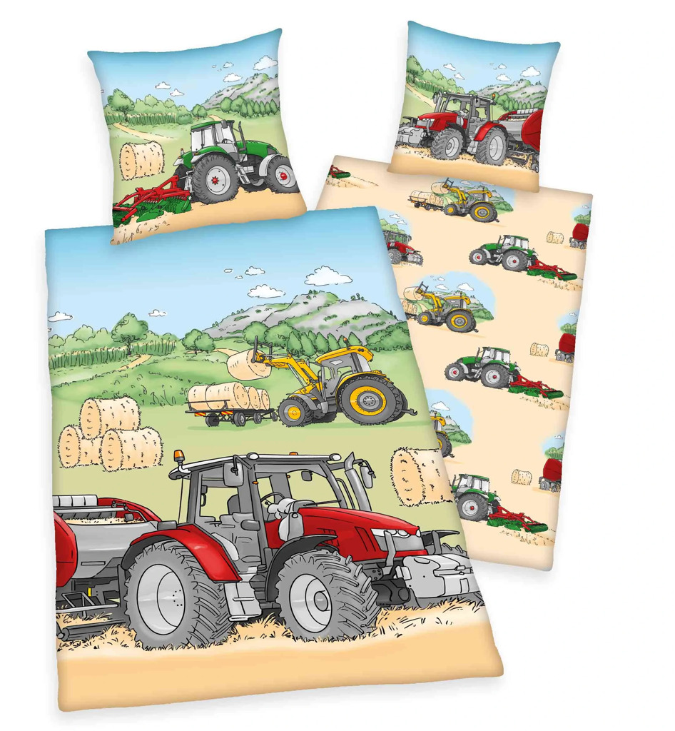 Traktor Flanell Bettwäsche 135 x 200 cm-1