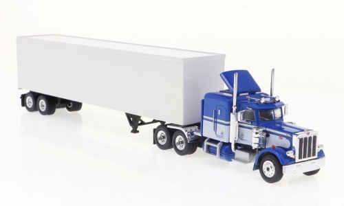 Peterbilt 359 Koffer-SZ blau/weiß 1973 Modell von Brekina 1:87
