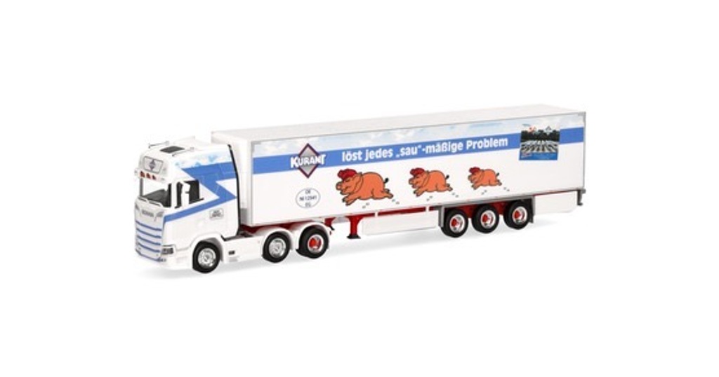 Scania CS 20 HD Kühlkoffer-Sattelzug „Kurant Fleisch“ Modell von herpa 1:87