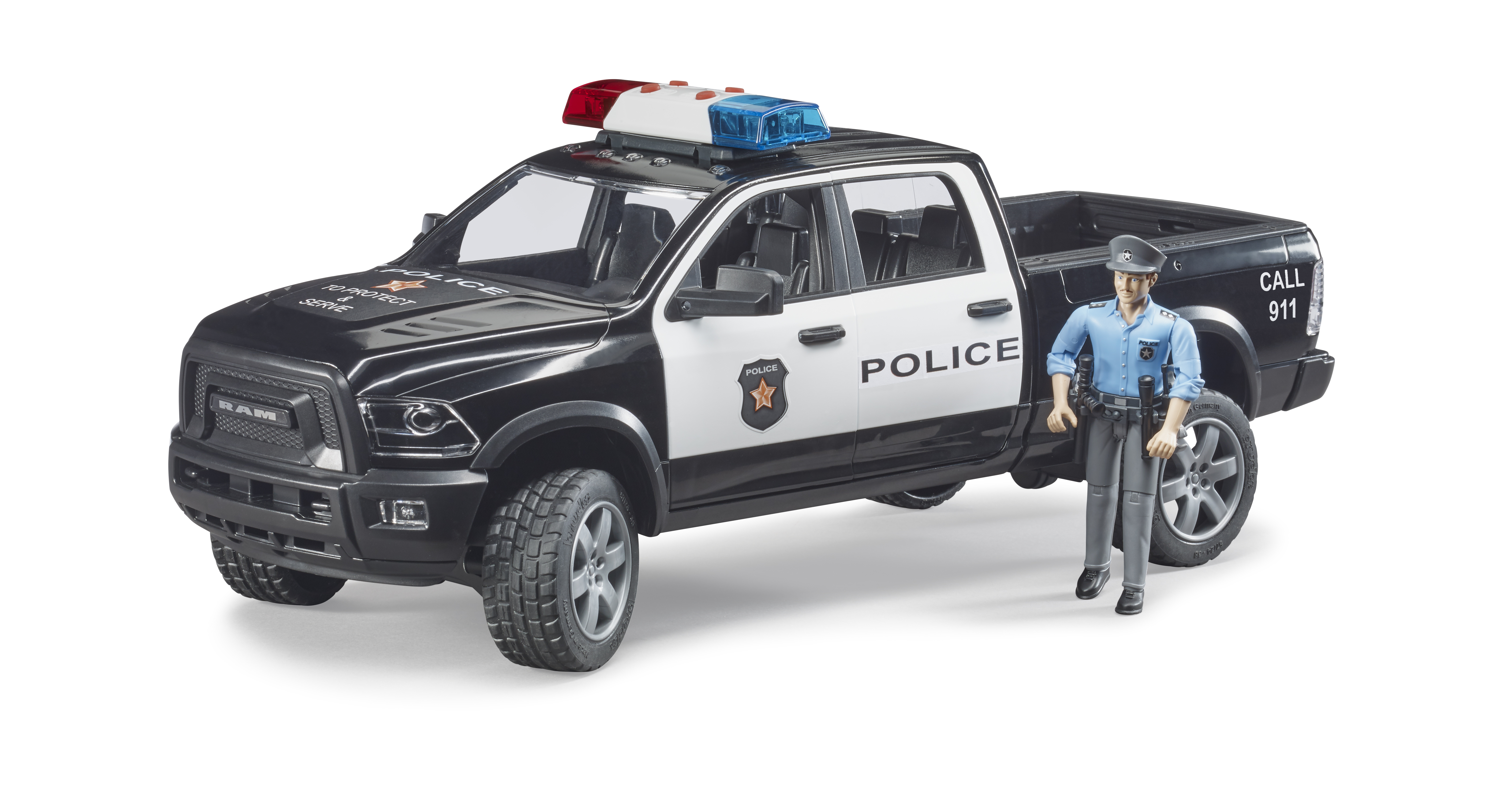 RAM 2500 Polizei Pickup mit Polizist Modell von Bruder 1:16