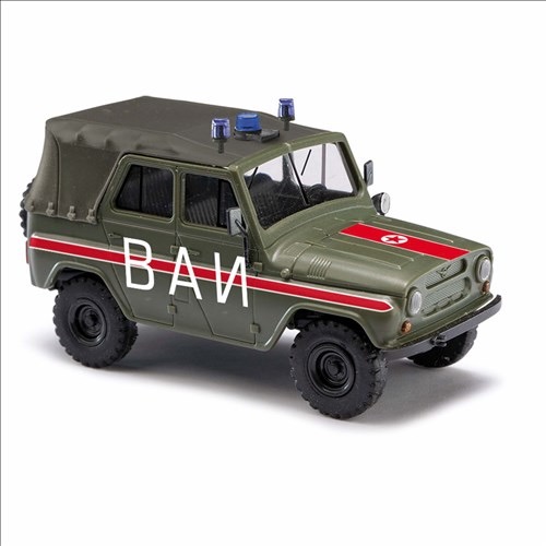 UAZ 469 WAI Sowjetische Militär-Verkehrsinspektion Bj. 1972 Modell von Busch 1:87