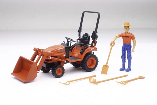 Kubota BX2670 Kompakttraktor mit Frontlader und Zubehör Modell von NewRay 1:18