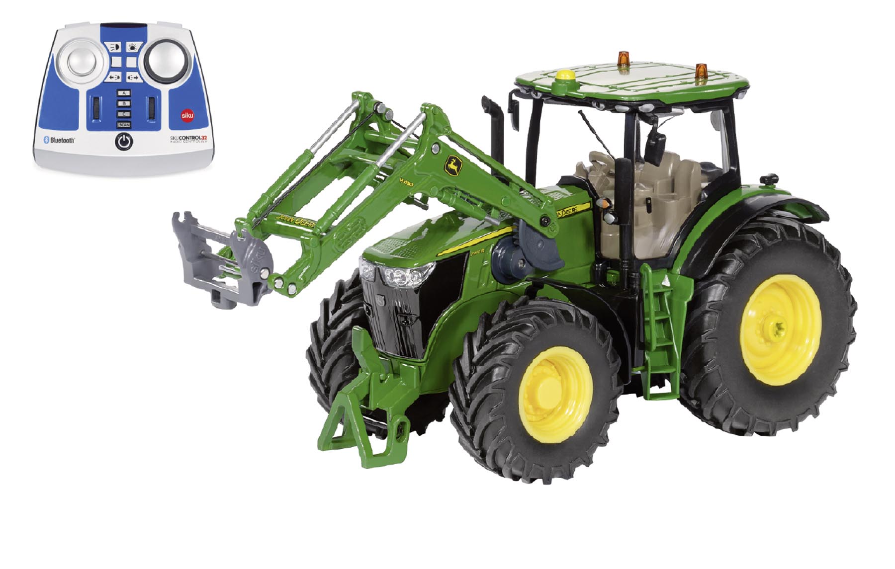 Set John Deere 7310R mit Frontlader und Bluetooth Fernsteuermodul SikuControl32 Modell von Siku 1:32