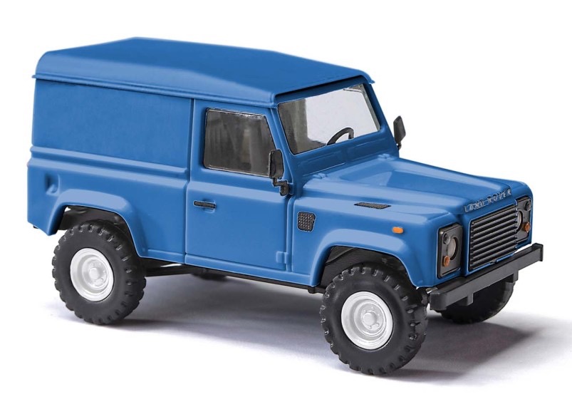 Land Rover Defender 90 Kastenwagen Bj. 1983 blau Modell von Busch 1:87