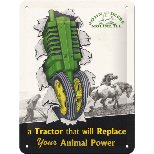 Blechschild John Deere Tractor & Animal Power-1