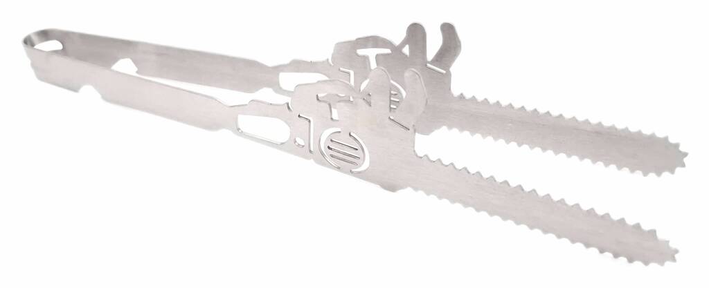 Grillzange Motiv Motorsäge