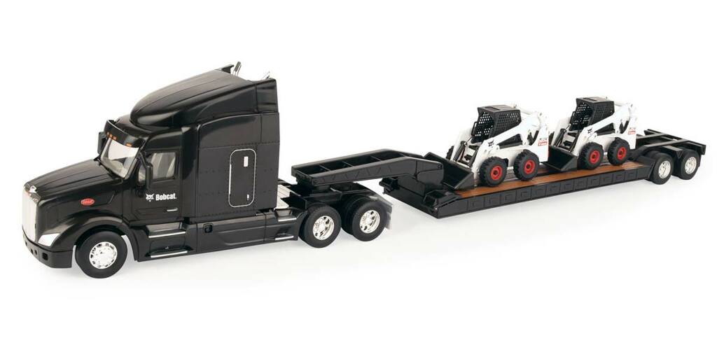 Peterbilt 579 Semi mit Tieflader und 2 Bobcat S450 Kompaktlader-1