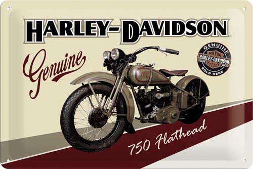 Blechschild Harley-Davidson Genuine 750 Flathead