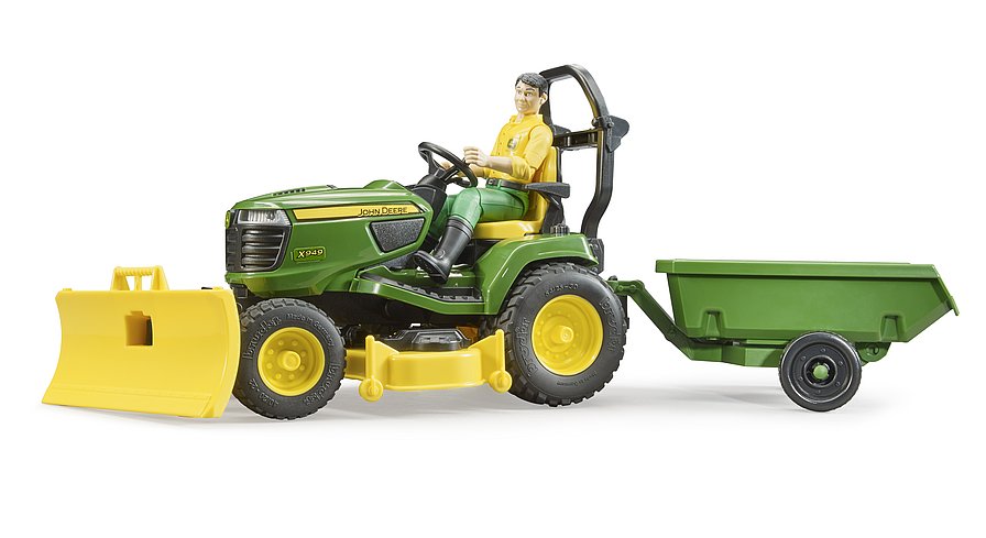 bWorld John Deere Aufsitzrasenmäher mit Anhänger und Gärtner Modell von Bruder 1:16