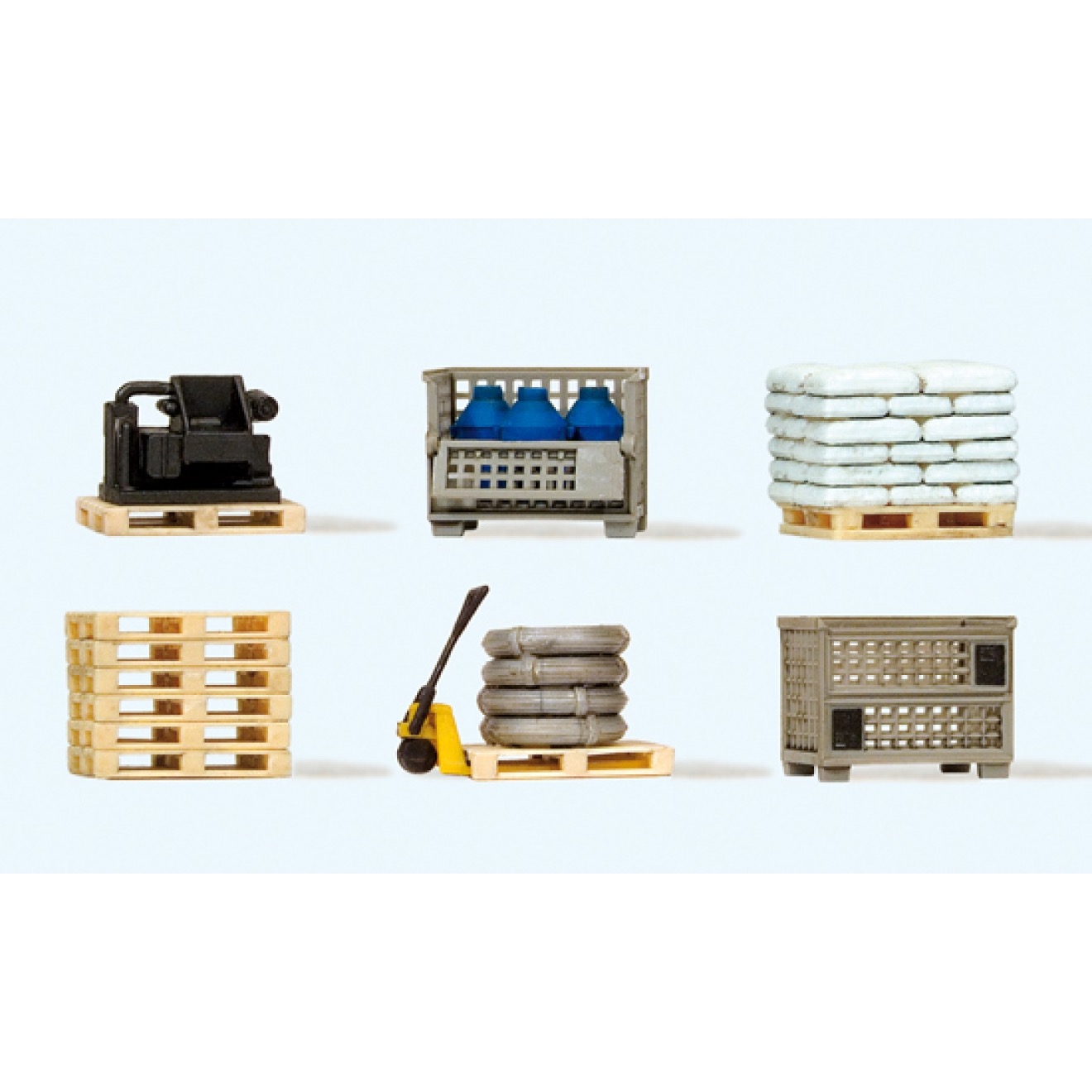 Gitterboxpalette Paletten mit Ladegut Fertigmodell Modell von Preiser 1:87