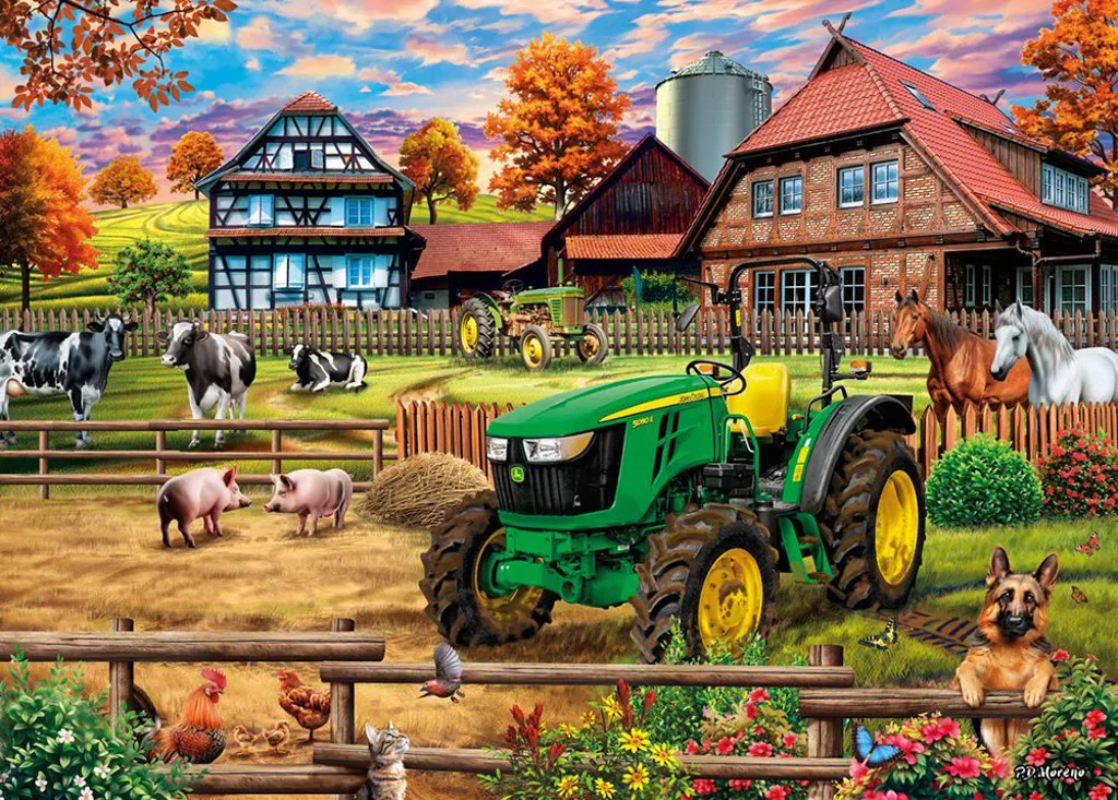 Bauernhof mit Traktor John Deere 5050E Puzzle