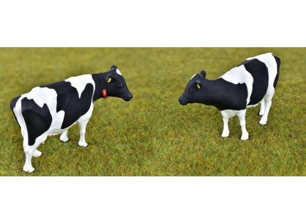 Holstein-Rinder, 4 Friesische Rinder mit Ohrlabel und Transponder  Modell von AT Collections 1:32