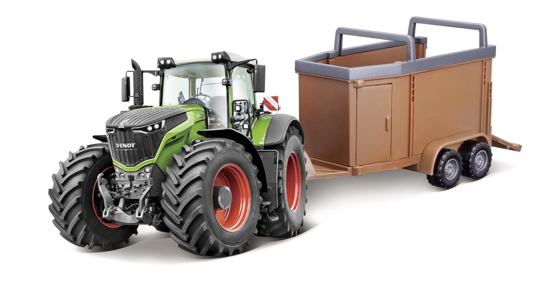 Fendt 1050 Vario Traktor mit Viehanhänger Modell von bburago