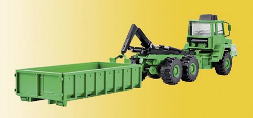 Kaelble Gmeinder Knicklenker mit Hakenabrollaufbau und Abrollbehälter Bausatz Modell von kibri 1:87