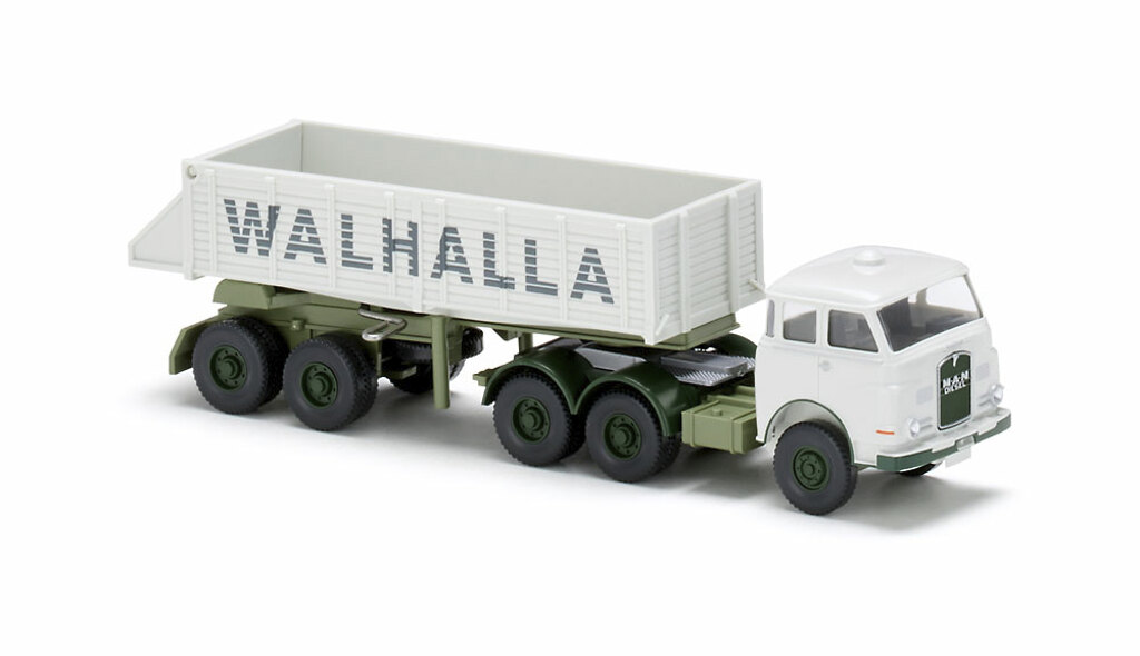 Hinterkippersattelzug MAN Pausbacke Walhalla Kalk Modell von WIKING 1:87