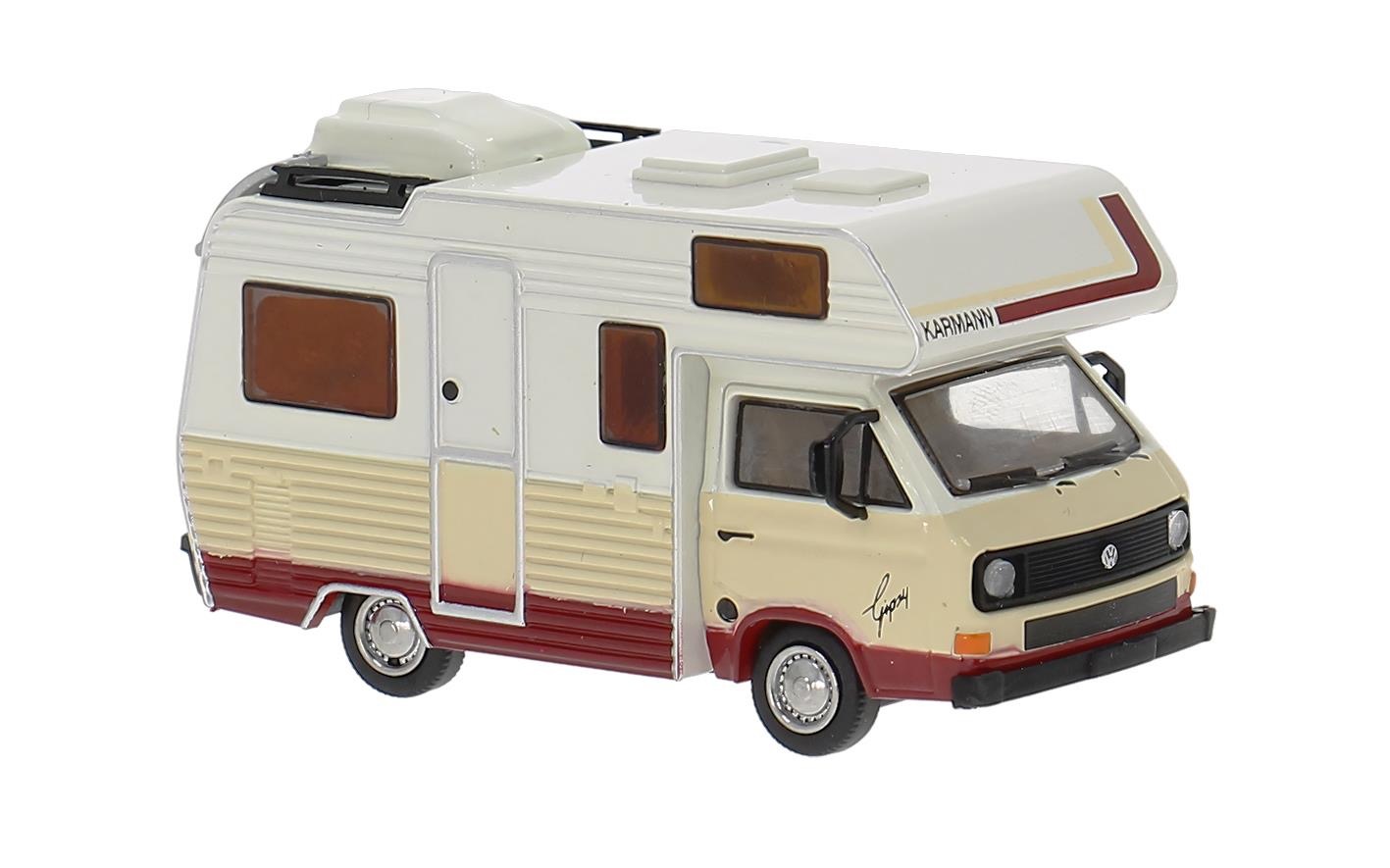 VW T3 Gipsy Camper von Karmannn weiß/elfenbein Modell von Brekina 1:87