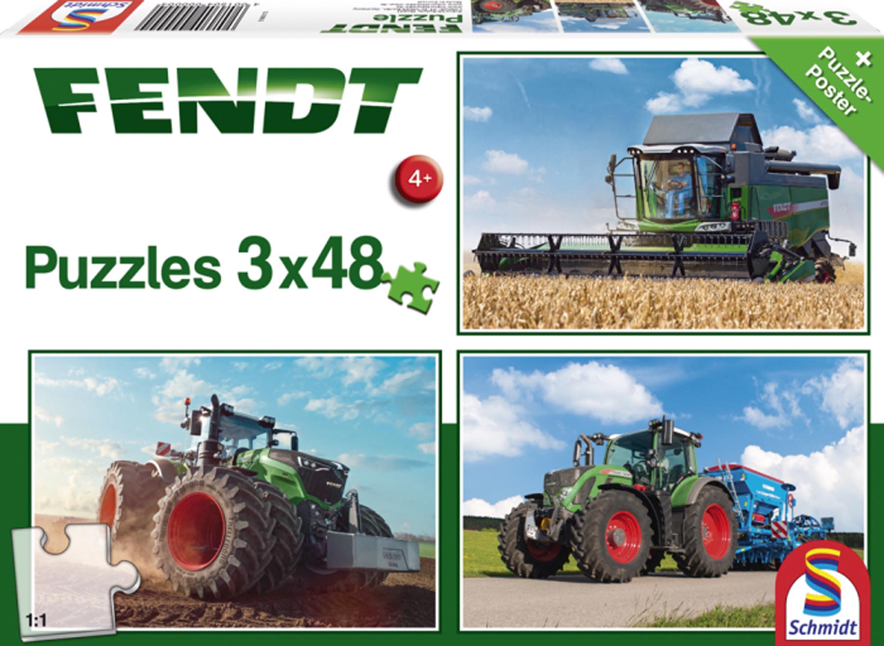Puzzle Fendt 1050 Vario, 724 Vario und 6275L, 3 x 48 Teile