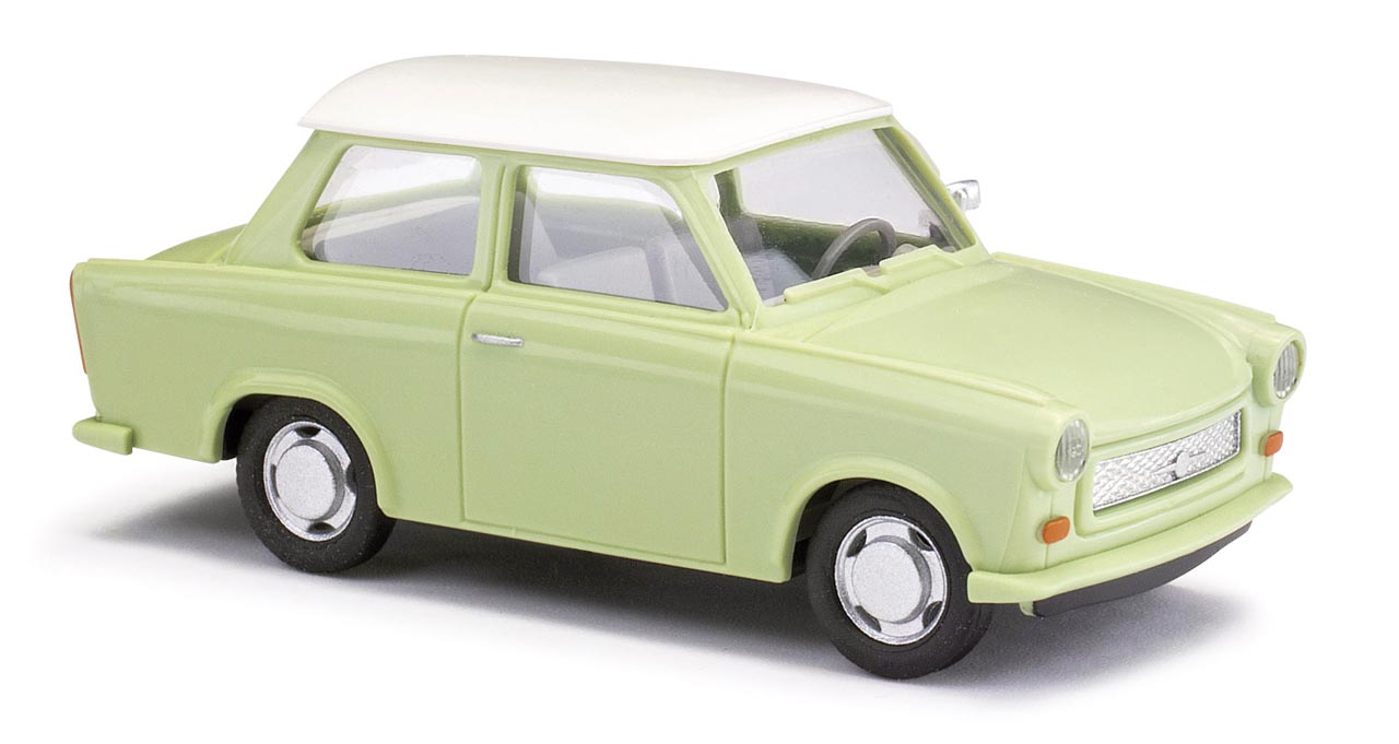 Trabant P601 pastellgrün mit weißem Dach Modell von Busch 1:87